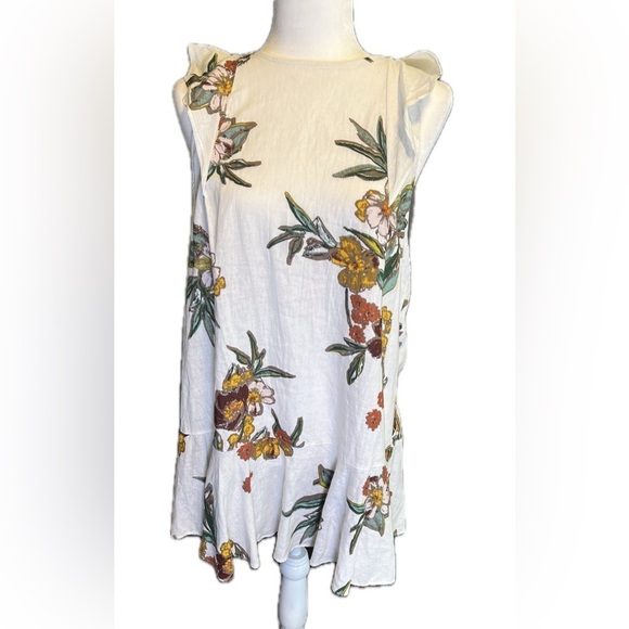 Free People Summer in Tulum white linen blend tunic top or mini sun dress medium - Picture 4 of 12